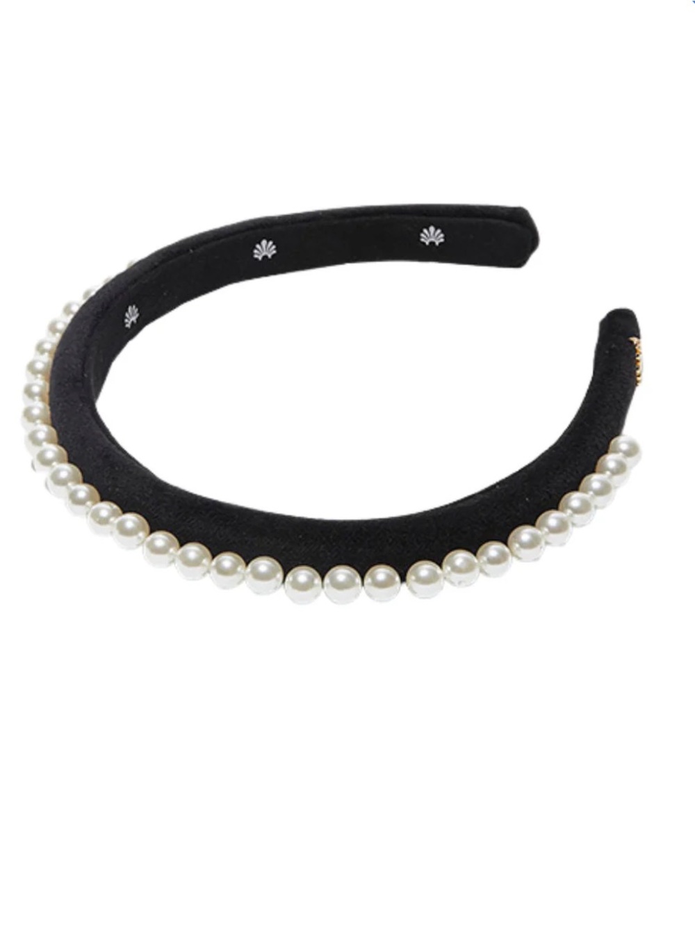 Lele SADOUGHI Jet Pearl Embellished Velvet Gigi Headband